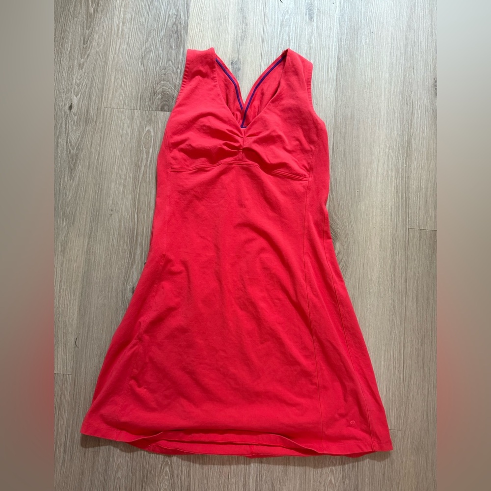 Red V neck dress